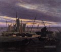 Booten im Hafen an Abend romantischer Caspar David Friedrich